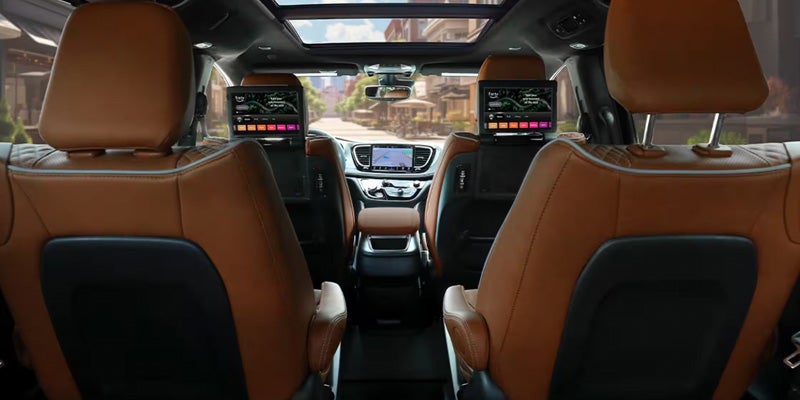 Chrysler Pacifica interior with rear passenger entertainment screens